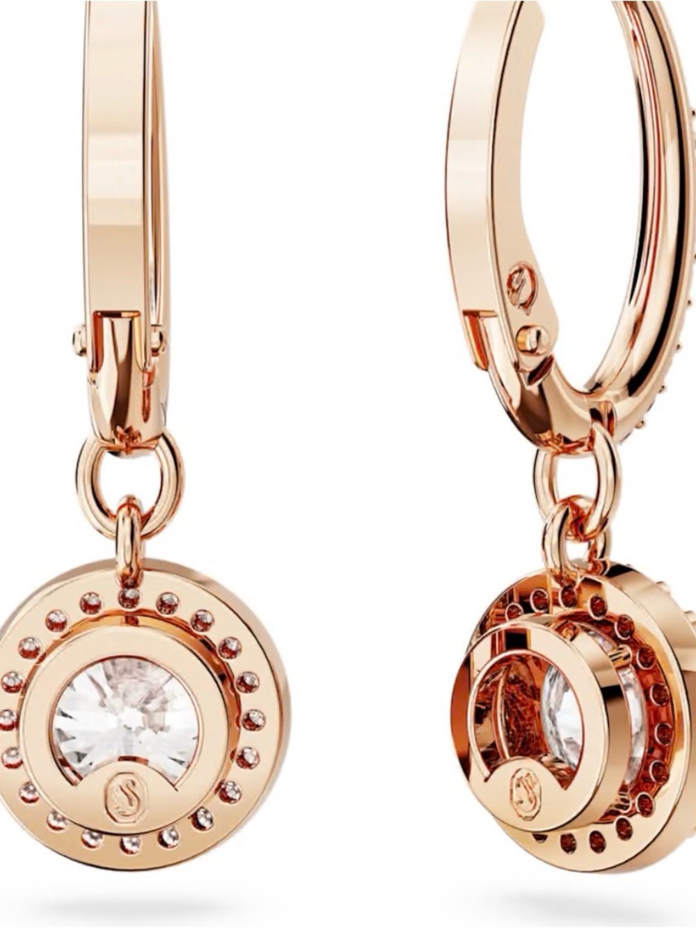 Swarovski Rose Gold Crystal Drop Earrings - Picture 3 of 3